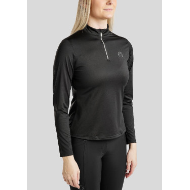 Polo de concours Montar Everly crystal logo manches longues femme Noir Polo de concours Montar Everly crystal logo manches longues femme Noir
