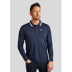 Polo Montar MoDrake heren contrasterende kraag lange mouwen Donker marineblauw