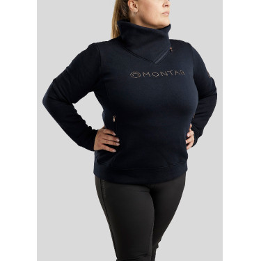 Trui Montar Naja met rits bij de hals crystal rose gold Curve dames Marine Marineblauw