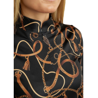 Damespolo met lange mouwen Montar Haily bridle print Zwart