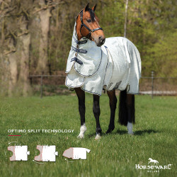 Couverture anti-mouches Horseware Rambo Optimo Supreme Summer Sheet Plus Carreaux marine / gris orage / argent Motifs Couverture anti-mouches Horseware Rambo Optimo Supreme Summer Sheet Plus Carreaux marine / gris orage / argent Motifs