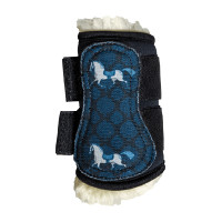 Kentucky vegan schapenvacht peesbeschermers met zwart paardenmotief Zwart