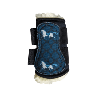 Kentucky vegan schapenvacht peesbeschermers met zwart paardenmotief Zwart Kentucky vegan schapenvacht peesbeschermers met zwart paardenmotief Zwart