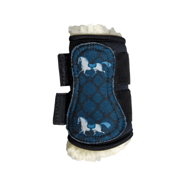 Kentucky vegan schapenvacht peesbeschermers met zwart paardenmotief