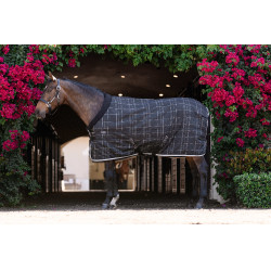 Couverture d'écurie Horseware Rhino Poney 100g Noir / carreaux blanc gris Couverture d'écurie Horseware Rhino Poney 100g Noir / carreaux blanc gris