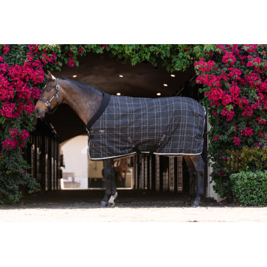 Horseware Rhino Pony staldeken 100g Zwart / wit-grijze ruiten