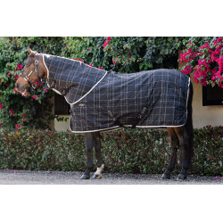 Couverture d'écurie Horseware Rhino Poney 100g Noir / carreaux blanc gris Couverture d'écurie Horseware Rhino Poney 100g Noir / carreaux blanc gris