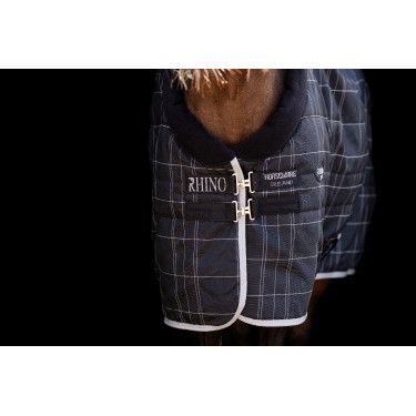 Horseware Rhino Pony Staldeken 250g VL Zwart / wit-grijze ruiten