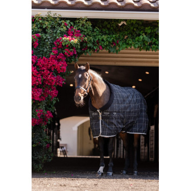 Horseware Rhino Pony Staldeken 250g VL Zwart / wit-grijze ruiten