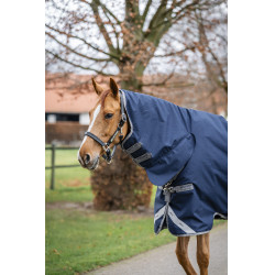 Couverture Horseware Amigo 1200D Integrated Turnout 50g Marine / gris titane / argent Bleu marine