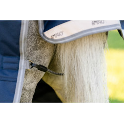 Couverture Horseware Amigo 1200D Poney Turnout 250g Marine / gris titane / argent Bleu marine
