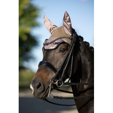 Bonnet anti-mouches HKM Golden Bit Taupe Marron