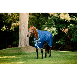Couverture Horseware Amigo 1200D Wug Turnout 50g Marine / gris titane / argent Bleu marine