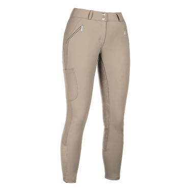 HKM Lia rijbroek met hoge taille en volledig Alos zitvlak Beige
