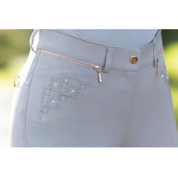 Broek HKM Rosegold Sparkle Style 1/1 met silicone Grijs / roségoud