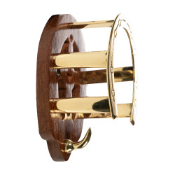 HKM halsterhanger hoefijzervormig van hout en messing Messing Goud
