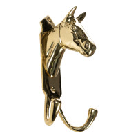 Steun voor paardenhoofd HKM dubbele haak messing Messing Goud