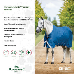 Horseware Ionic Therapy Turnout 100g deken Bleu imperial / argent /Marine Blauw Horseware Ionic Therapy Turnout 100g deken Bleu imperial / argent /Marine Blauw