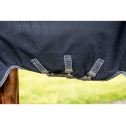 Couverture Horseware Rambo 1680D Turnout 0g Marine / orage / gris argent Bleu marine