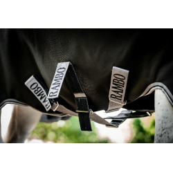 Horseware Rambo 1680D Turnout 100g deken Zwart / storm / zilvergrijs