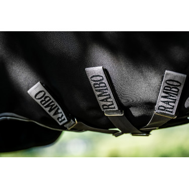 Couverture Horseware Rambo 1680D Turnout 100g Noir / orage / gris argent
