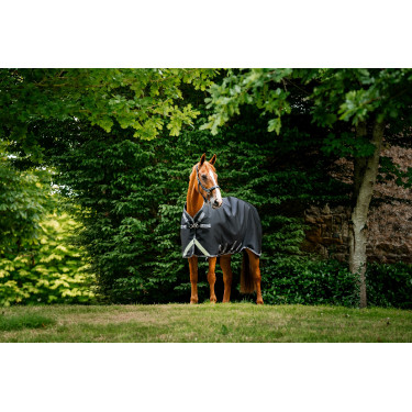 Couverture Horseware Rambo 1680D Turnout 100g Noir / orage / gris argent