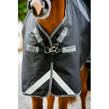 Horseware Rambo 1680D Turnout 450g VL deken Zwart / storm / zilvergrijs