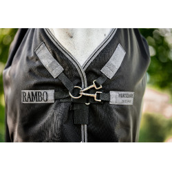 Couverture Horseware Rambo 1680D Turnout 50g Noir / orage / gris argent Couverture Horseware Rambo 1680D Turnout 50g Noir / orage / gris argent