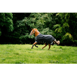 Couverture Horseware Rambo 1680D Turnout 50g Noir / orage / gris argent Couverture Horseware Rambo 1680D Turnout 50g Noir / orage / gris argent
