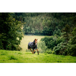 Horseware Rambo 1680D Turnout Plus 100g deken Zwart / storm / zilvergrijs
