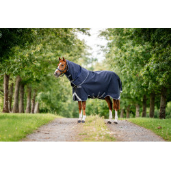 Couverture Horseware Rambo 1680D Turnout Plus 100g Marine / orage / gris argent Bleu marine