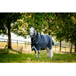 Couverture Horseware Rambo 1680D Turnout Plus 100g Marine / orage / gris argent Bleu marine