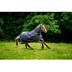 Couverture Horseware Rambo Duo Ripstop Plus Turnout Bundle (100g + 100g + 200g) 1000D Marine / orage / gris argent Bleu marine
