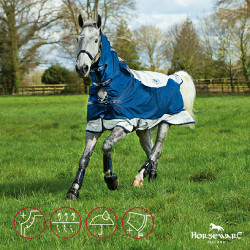 Couverture Horseware Rambo Summer Series V-Front Marine / gris Bleu Couverture Horseware Rambo Summer Series V-Front Marine / gris Bleu