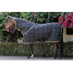 Couvre-cou d'écurie Horseware Rhino 200g Noir / carreaux blanc gris