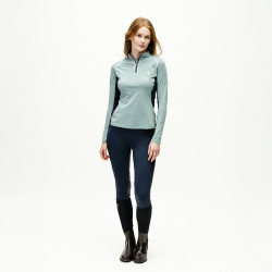 Polo 1/4 zip Horseware Stamina manches longues Sage Bleu