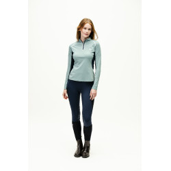 Polo 1/4 zip Horseware Stamina manches longues Sage Bleu