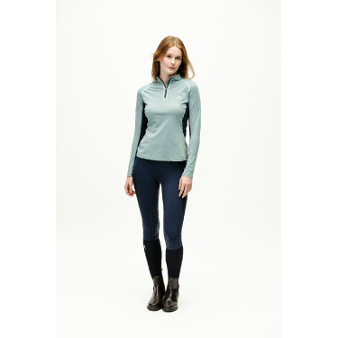 Polo 1/4 zip Horseware Stamina manches longues Sage Bleu