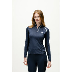Polo 1/4 zip Horseware Stamina manches longues Marine Bleu marine