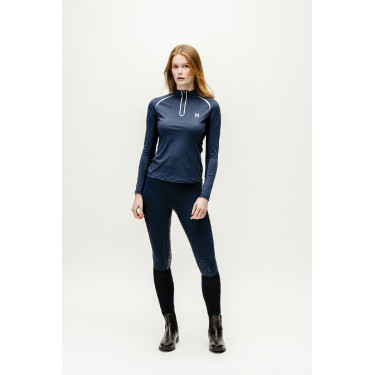 Polo 1/4 zip Horseware Stamina manches longues Marine Bleu marine