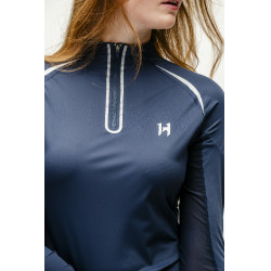 Polo 1/4 zip Horseware Stamina manches longues Marine Bleu marine