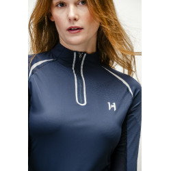 Polo 1/4 zip Horseware Stamina manches longues Marine Bleu marine