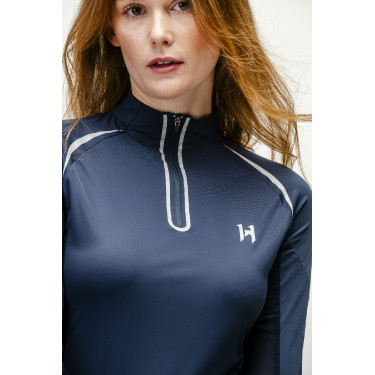 Polo 1/4 zip Horseware Stamina manches longues Marine Bleu marine