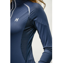 Polo 1/4 zip Horseware Stamina manches longues Marine Bleu marine
