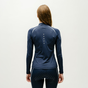 Polo 1/4 rits Horseware Stamina lange mouwen Marine Marineblauw