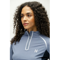 Polo 1/4 zip Horseware Stamina manches longues Bleu