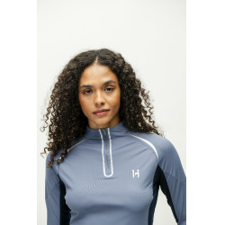 Polo 1/4 zip Horseware Stamina manches longues Bleu