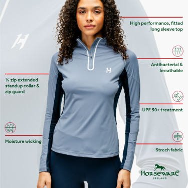 Polo 1/4 rits Horseware Stamina lange mouwen Polo 1/4 rits Horseware Stamina lange mouwen