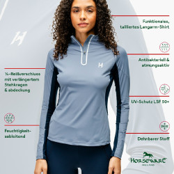 Polo 1/4 zip Horseware Stamina manches longues Bleu