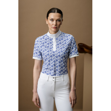 Wedstrijdpolo Horseware AA Alcina met korte mouwen Monogram blauwe print Motieven